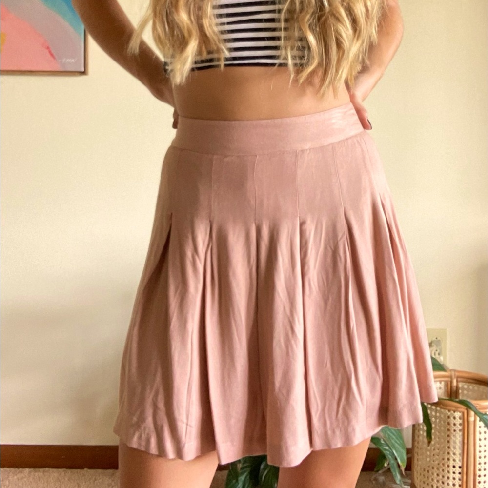 Pink Mini Skirt Pleated Mini Skirt